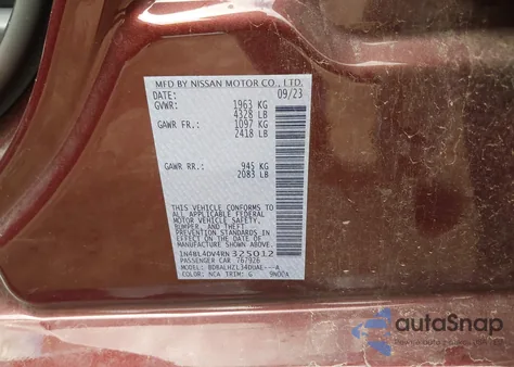 2024 Nissan Altima Sv Fwd из США, поврежденный, VIN 1N4BL4DV4RN325012